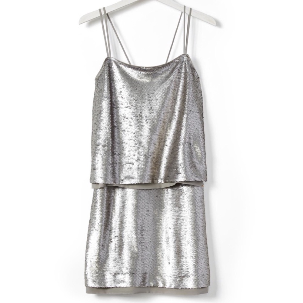 Banana Republic Strappy Sequin Silver Dress